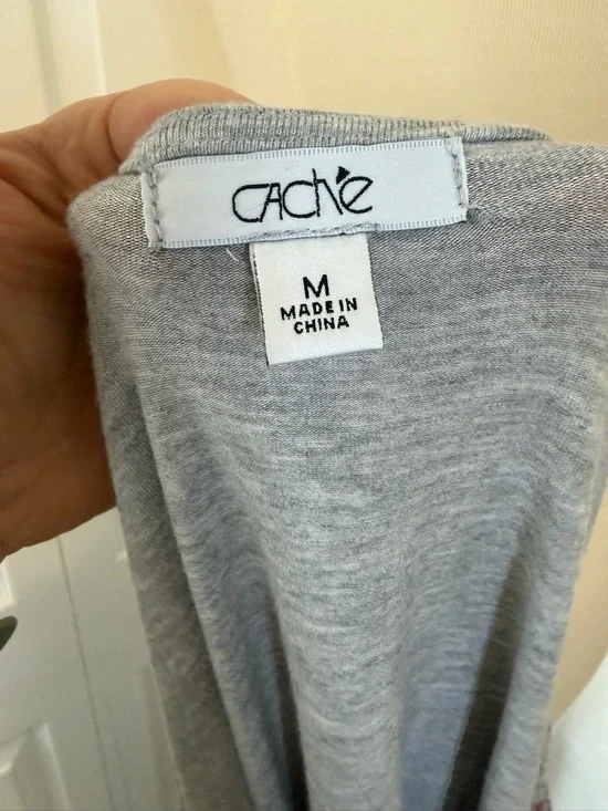 Cache Y2K Sequined Scoop Neck Long Sleeve Top - Pink & Gray - Picture 11 of 13